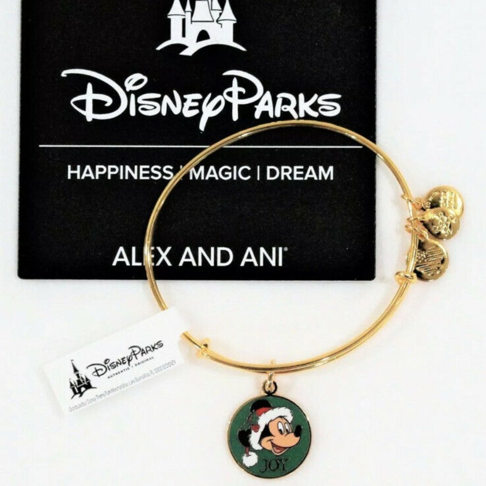 Disney Alex and Ani Santa Joy Bracelet Gold Tone
